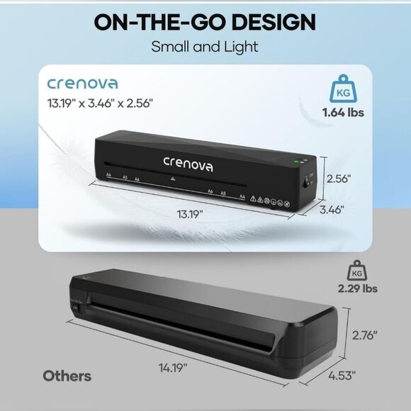 Crenova Laminator Machine with 10 Laminating Sheets, A4 Laminating Machine Hot - Picture 2 of 7